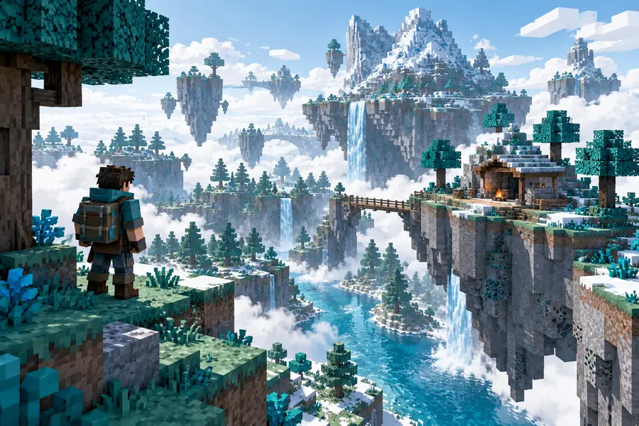 Ergebnis einer blockartigen Umgebung im Pixel-Stil